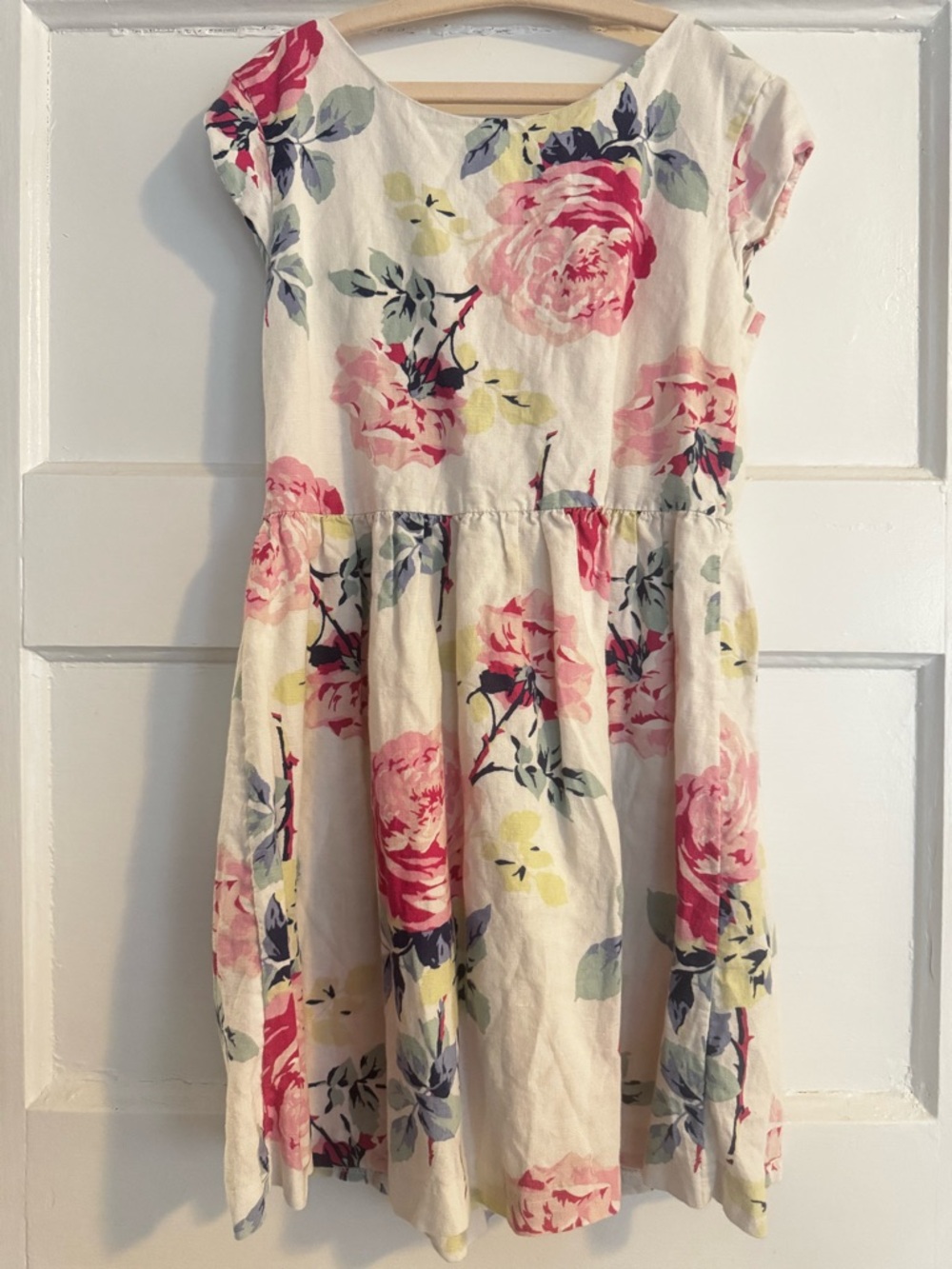 GAP Linen Cream & Rose Dress with Pink Floral Print